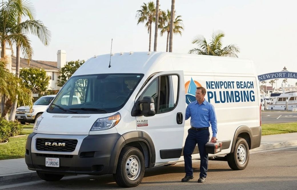 Best Plumbing Newport Beach service van and plumber ready for a plumbing service call in Newport Beach, California